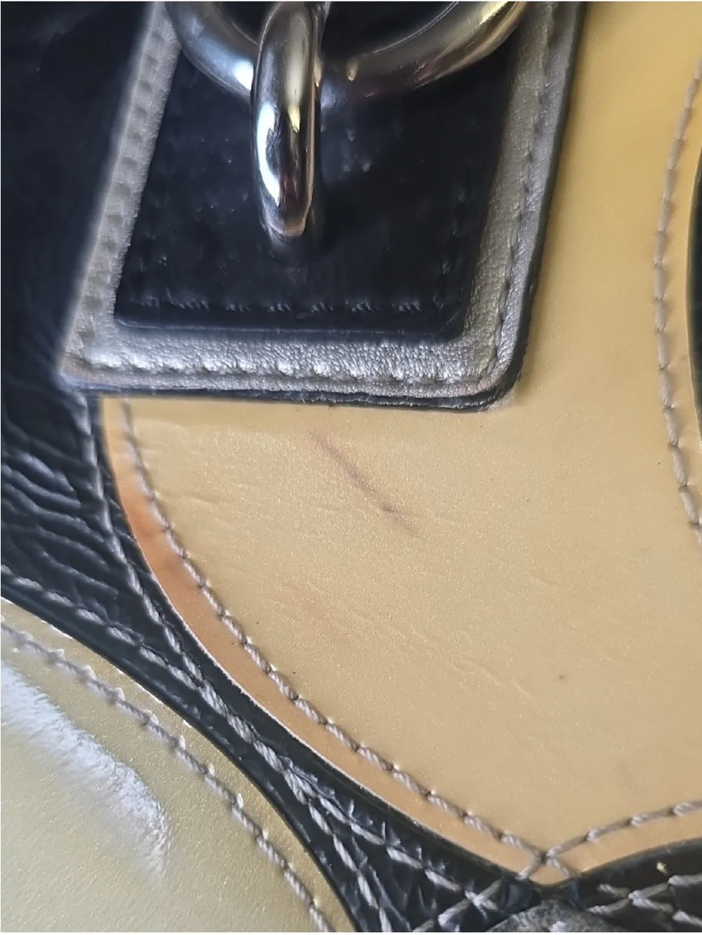 COACH Black Grey Leather Inlaid Tote Shoulder Bag